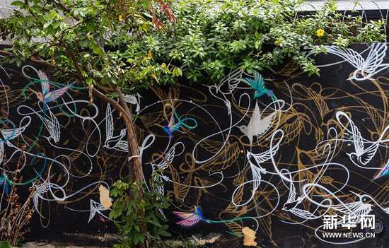 巴西圣保罗“蝙蝠侠胡同”的一处涂鸦墙