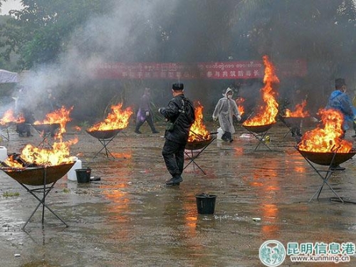缅甸第四特区销毁毒品现场 缅甸第四特区销毁毒品现场