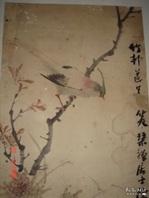 该画的绘画与题款局部之一 该画的绘画与题款局部之一