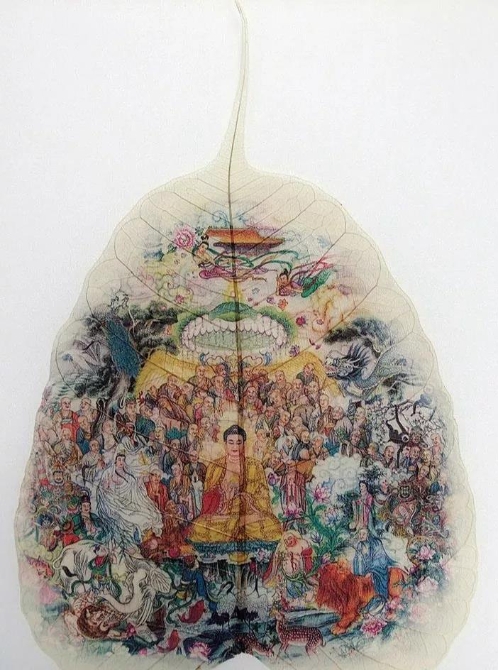 菩提叶画《佛祖源流图》 菩提叶画《佛祖源流图》