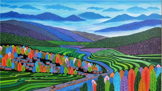 边民麻永春画下了极边乌龙茶产业带给家乡的变化。供图