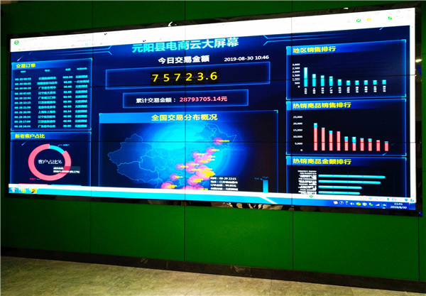 元阳县电商云大屏幕实时数据。记者江枫 摄
