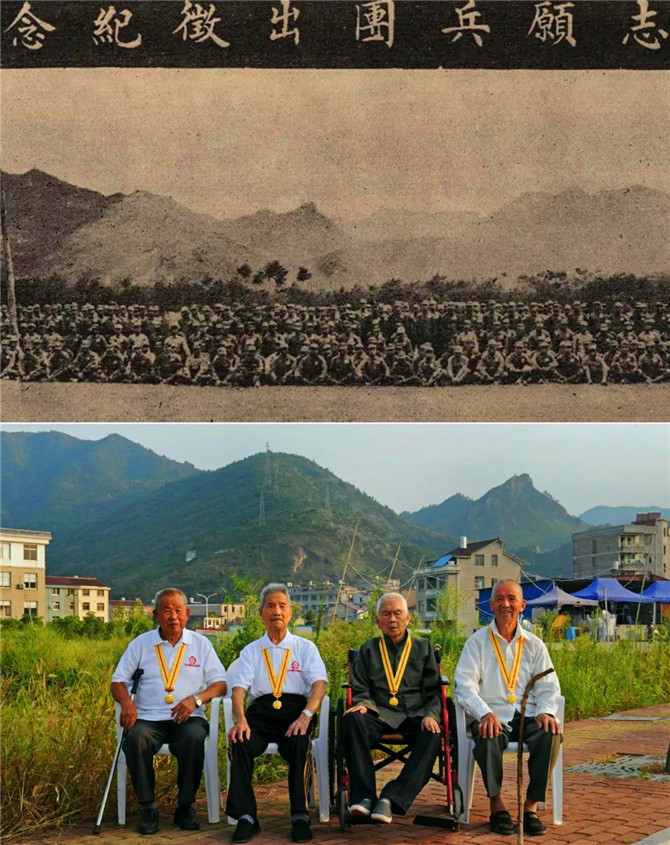 上图：1939年10月10日，天台县各界隆重举行欢送志愿兵团出征大会。（局部）；13