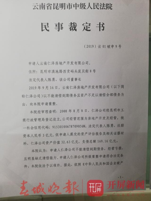 西南海开发商正式进入破产重整