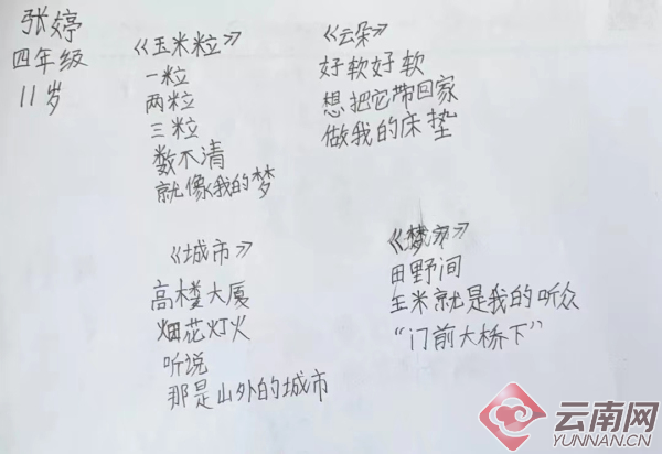 云南5名山区孩子诗作