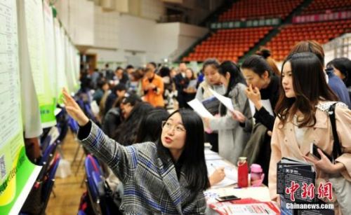 资料图：2019年4月11日，沈阳师范大学举行毕业生春季大型就业双选会。<a target='_blank' href='http://www.chinanews.com/'>中新社</a>记者 于海洋 摄