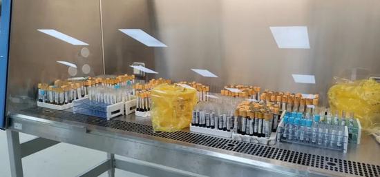  “红区”部分新冠患者血液标本。王华摄影
