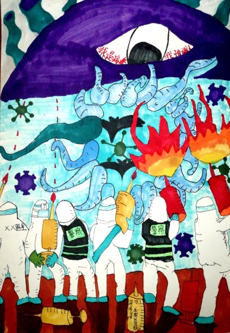 《病毒必败》蒋彦星 重庆高新区第一实验小学供图 华龙网发