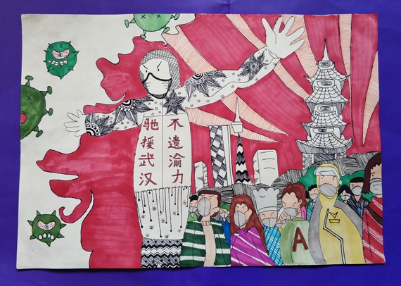 《不遗渝力驰援武汉》温心  重庆高新区第一实验小学供图 华龙网发