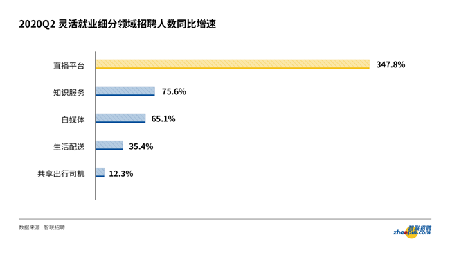 灵活就业细分领域招聘人数同比增速