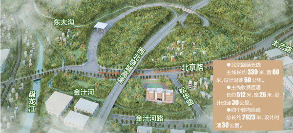 北京路北端与西北绕城高速连接示意图