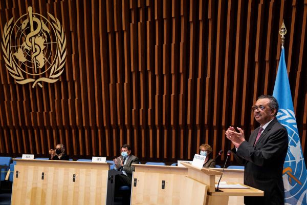 当地时间2021年5月24日，瑞士日内瓦，第74届世界卫生大会在日内瓦开幕，世界卫生组织总干事谭德塞发表讲话。