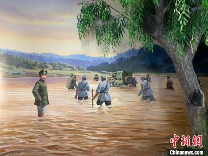 图为中原突围纪念馆中的油画 武一力 摄 图为中原突围纪念馆中的油画 武一力 摄