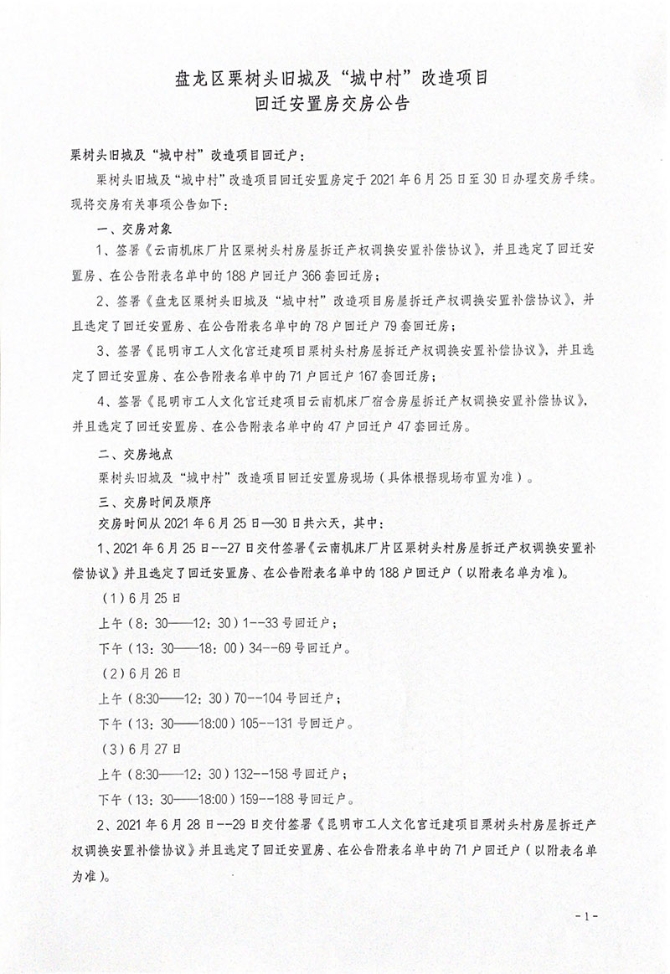 盘龙区栗树头旧城及“城中村”改造项目1