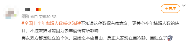 上半年全国离婚人数减少五成