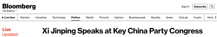 外媒聚焦二十大:为中国未来发展规划蓝图_fororder_美国彭博社文字直播并首页推送二十大报告详解报道