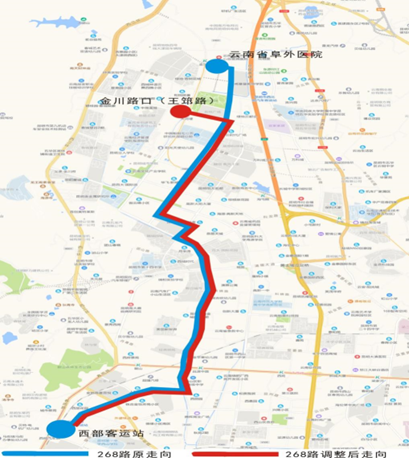 定了！5月18日起，这 9条公交线路正式优化调整，268路线路走向图.jpg