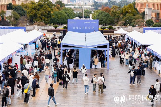 云南大学文典广场招聘会现场