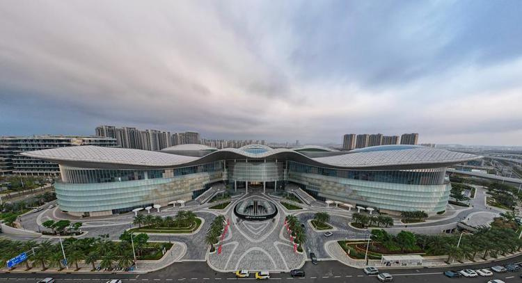 An aerial drone photo taken on Dec. 18, 2025 shows Haikou International Duty Free Shopping Complex in Haikou, south China's Hainan Province. (Xinhua/Yang Guanyu)