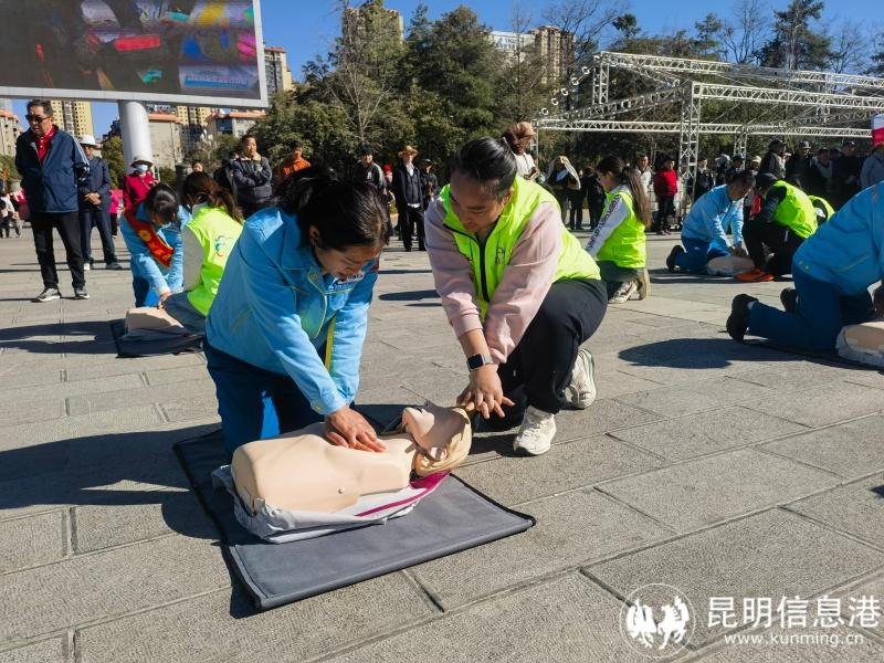 在志愿者指导下进行心肺复苏