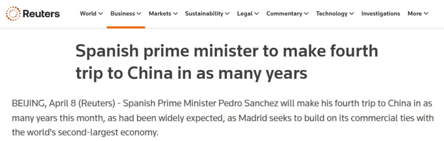 全球媒体聚焦 | 多国媒体关注西班牙首相访华：“西班牙看到了与中国的‘机遇之窗’”_fororder_1