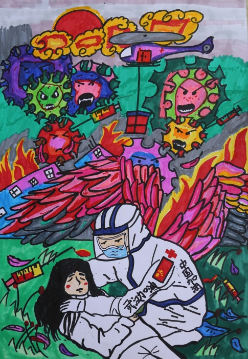 优秀 富民《武汉加油、中国加油》张皓 指导教师：潘建涛